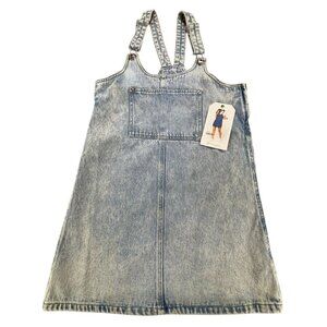 Regeneration By Celebrity Pink Daisy Dress Overall Denim Jumper Womens XS